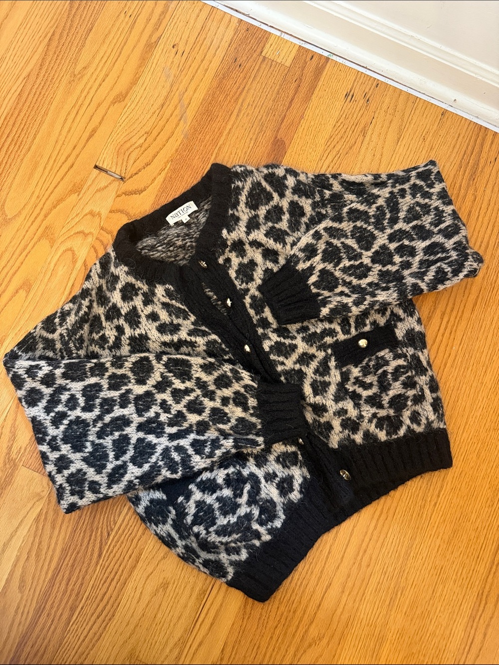 Nation LTD Leopard Print Cardigan - Black & Cream